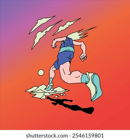 A Dynamic, Colorful Trail Running Illustration to Enhance Visual Appeal and Promote Outdoor Sports, Perfect for Digital Media and Social Media Campaigns