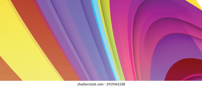 Fondo dinámico colorido de la ola vibrante. Forma de onda curvada abstracta mínima sobre fondo de colores de gradiente calmado para Brochure, Afiche, folleto, informe anual, portada del libro