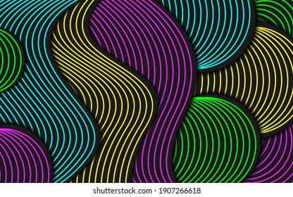 fondo dinámico de línea ondulada y colorida para sitio web, escritorio, fondo de folleto. Un colorido vector de diseño sombreado.