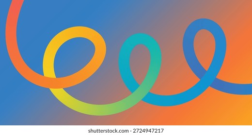 Um plano de fundo abstrato 3D dinâmico e colorido mostrando um caminho de fita multicolorido sobre um gradiente brilhante. Excelente para marcas divertidas, materiais educacionais e gráficos de mídia social enérgicos.