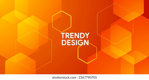 Dynamic colourful orange hexagon with digital connection concept background	