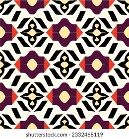 Dynamic combination of black, yellow, and red hues come together on a clean white background, showcasing the enchanting Shipibo pattern in all its vibrant glory.