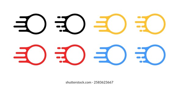 Dynamic comet-inspired logos in black, yellow, red, and blue designs. Vector icon