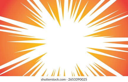 Dynamic Comic Book Radial Burst Background Pattern Texture pop art in Orange, Green, Black and  White Silhouette Vector Illustration.