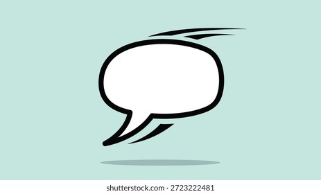 Dynamic comic book-style speech bubble with motion lines, indicating fast or impactful speech, on a simple light blue background.