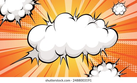 Dynamic comic clouds with vibrant background