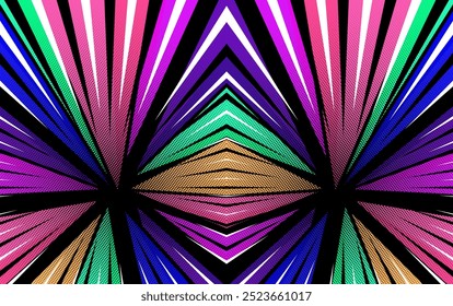 Un estallido dinámico de estilo cómico con un efecto semitono y rayos multicolores, ideal para Diseños gráficos y carteles retro.	
