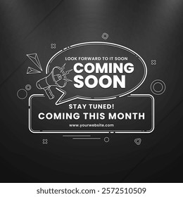 Dynamic coming soon design featuring spotlights and megaphone with lighting effects