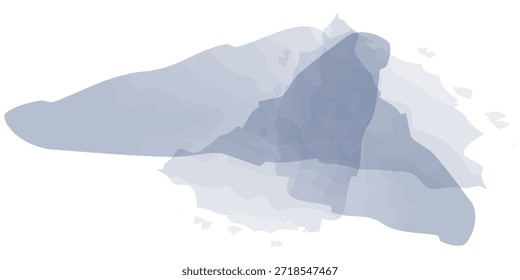 Uma composição dinâmica de formas abstratas de aquarela em vários tons de azul e roxo, criando um efeito fluido e artístico.