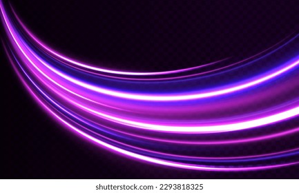 Dynamic composition of bright lines forming lights track of speed movement. Futuristic neon light effect. Speed of light concept background	