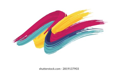 A dynamic composition of colorful abstract brush strokes, featuring magenta, yellow, and teal, creating a sense of energetic movement.