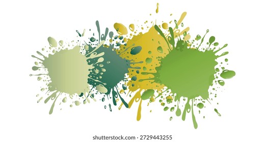 Uma composição dinâmica de manchas coloridas em tons de verde e amarelo, criando um efeito artístico abstrato.