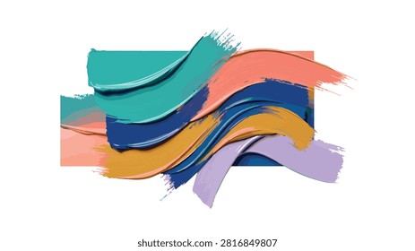 A dynamic composition of colorful paint strokes in various hues, creating a sense of movement and artistic expression.