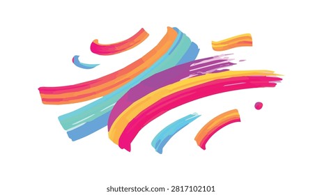 A dynamic composition of colorful, sweeping paint strokes in various hues, suggesting artistic expression and energy.