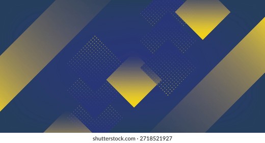 A dynamic composition featuring abstract geometric shapes, primarily squares and rectangles, rendered with a gradient effect transitioning from yellow to grey.