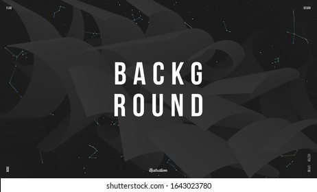 Dynamic composition with trendy liquid fluid 3d shapes. Minimal wallpaper, backdrop, background. Colors name:Jet,  Eerie black. Eps10 vector illustration.
