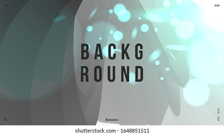 Dynamic composition with trendy liquid fluid 3d shapes. Monochrome, black and white flow shapes and glare, bokeh, sparks. Fluid shape illustration. Eps10 vector.