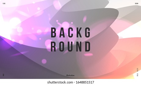 Dynamic composition with trendy liquid fluid 3d shapes. Monochrome, black and white flow shapes and glare, bokeh, sparks. Fluid shape illustration. Eps10 vector.