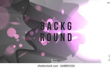 Dynamic composition with trendy liquid fluid 3d shapes. Monochrome, black and white flow shapes and glare, bokeh, sparks. Fluid shape illustration. Eps10 vector.