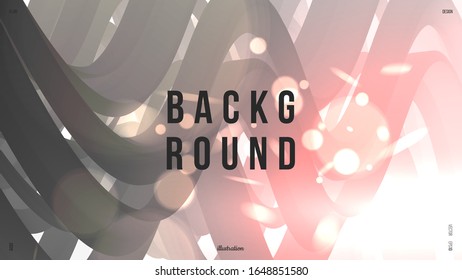 Dynamic composition with trendy liquid fluid 3d shapes. Monochrome, black and white flow shapes and glare, bokeh, sparks. Fluid shape illustration. Eps10 vector.