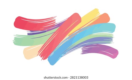 A dynamic composition of various colored brush strokes, overlapping and flowing to form an energetic and creative abstract pattern, perfect for artistic and design-related themes.