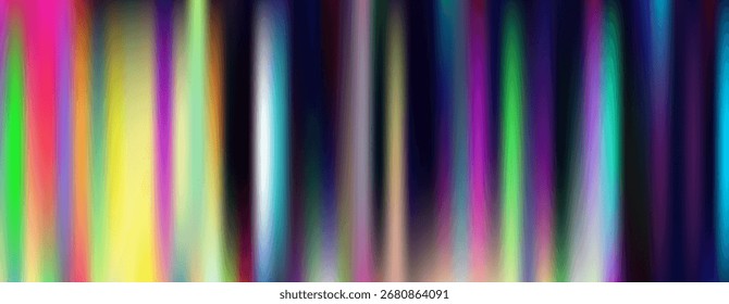 A dynamic composition of vertical lines in a spectrum of iridescent colors creates a vibrant and energetic background, evoking a sense of movement and futuristic style in this abstract design