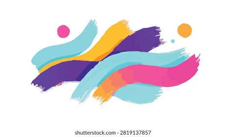 A dynamic composition of vibrant, overlapping brush strokes in various colors like blue, yellow, purple, and pink, creating an energetic and artistic feel.