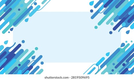 Dynamic composition with water drop elements and colorful bars. Clean whitespace for marketing text or logo design.