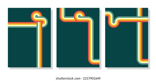 Dynamic concept poster set. Geometric vertical banner template. Abstract background pattern. Disco funk vintage creative layout. Vector illustration. 