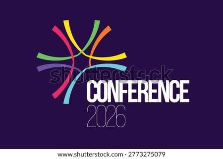 Dynamic conference logo with colorful flowing lines forming an abstract people symbol, perfect for business events, networking conferences, and professional summits