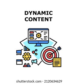 Dynamic content technology. creation adwords. application strategy vector concept color illustration