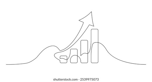 Dibujo dinámico de líneas continuas de un gráfico de negocios en crecimiento que muestra el éxito y el crecimiento del negocio.