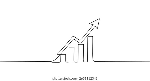 Dynamic continuous line drawing of a growing graph, depicting success and growth in business.