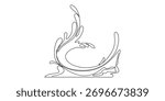 Dynamic Continuous Line Water Splash,Dynamic Water Splash in Continuous Line Art Style,Continuous Line Drawing of a Dynamic Water Splash