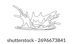 Dynamic Continuous Line Water Splash,Dynamic Water Splash in Continuous Line Art Style,Continuous Line Drawing of a Dynamic Water Splash