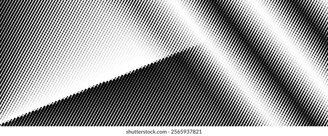 Dynamic contrast, dotted halftone texture with depth and movement, Distressed pattern. Vector illustration