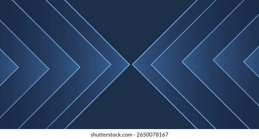 Dynamic convergence of geometric blue arrowheads for sleek digital background, highlighting symmetrical precision with a luminous depth and a modern, technological aesthetic