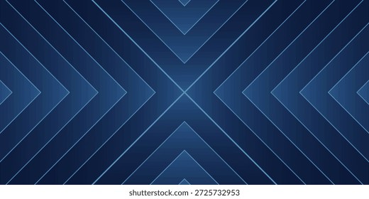 Convergencia dinámica de puntas de flecha azul geométrica para un fondo digital elegante, que destaca la precisión simétrica con una profundidad luminosa y una estética moderna y tecnológica