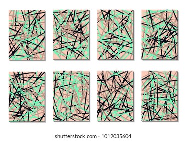 Dynamic Covers. Set of Abstract Vertical Backgrounds. Colorful Poster Design made with Clipping Mask. Editable Minimal Striped Backgrounds. Chaotic Grid of Colorful Stripes