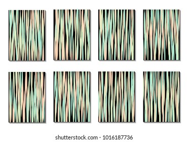 Dynamic Covers. Set of Abstract Vertical Backgrounds. Colorful Poster Design made with Clipping Mask. Editable Minimal Striped Backgrounds. Chaotic Grid of Colorful Stripes