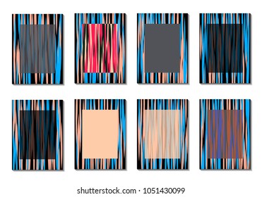 Dynamic Covers. Set of Abstract Vertical Backgrounds. Colorful Poster Design made with Clipping Mask. Editable Minimal Striped Backgrounds. Chaotic Grid of Colorful Stripes