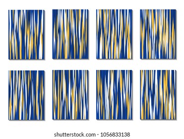 Dynamic Covers. Set of Abstract Vertical Backgrounds. Colorful Poster Design made with Clipping Mask. Editable Minimal Striped Backgrounds. Chaotic Grid of Colorful Stripes