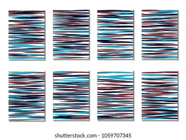 Dynamic Covers. Set of Abstract Vertical Backgrounds. Colorful Poster Design made with Clipping Mask. Editable Minimal Striped Backgrounds. Chaotic Grid of Colorful Stripes