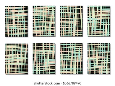 Dynamic Covers. Set of Abstract Vertical Backgrounds. Colorful Poster Design made with Clipping Mask. Editable Minimal Striped Backgrounds. Chaotic Grid of Colorful Stripes