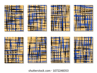 Dynamic Covers. Set of Abstract Vertical Backgrounds. Colorful Poster Design made with Clipping Mask. Editable Minimal Striped Backgrounds. Chaotic Grid of Colorful Stripes