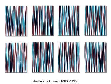 Dynamic Covers. Set of Abstract Vertical Backgrounds. Colorful Poster Design made with Clipping Mask. Editable Minimal Striped Backgrounds. Chaotic Grid of Colorful Stripes