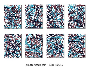 Dynamic Covers. Set of Abstract Vertical Backgrounds. Colorful Poster Design made with Clipping Mask. Editable Minimal Striped Backgrounds. Chaotic Grid of Colorful Stripes