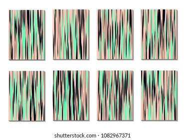 Dynamic Covers. Set of Abstract Vertical Backgrounds. Colorful Poster Design made with Clipping Mask. Editable Minimal Striped Backgrounds. Chaotic Grid of Colorful Stripes