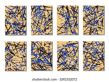 Dynamic Covers. Set of Abstract Vertical Backgrounds. Colorful Poster Design made with Clipping Mask. Editable Minimal Striped Backgrounds. Chaotic Grid of Colorful Stripes