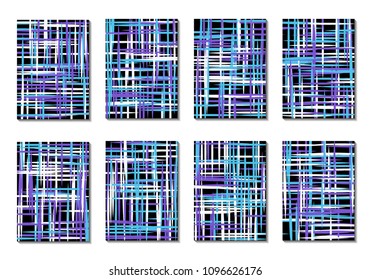 Dynamic Covers. Set of Abstract Vertical Backgrounds. Colorful Poster Design made with Clipping Mask. Editable Minimal Striped Backgrounds. Chaotic Grid of Colorful Stripes